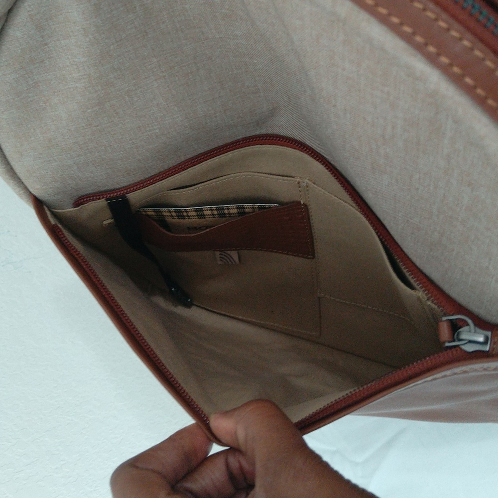 Boconi recycled polyester & leather travel Backpack - Picture 11 of 17